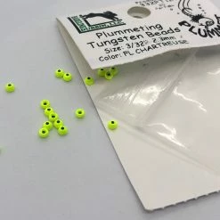 Hareline Dubbin LLC Hareline Dubbin Plummeting Tungsten Beads Fl. Chartreuse Fly Tying
