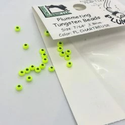 Hareline Dubbin LLC Hareline Dubbin Plummeting Tungsten Beads Fl. Chartreuse Fly Tying